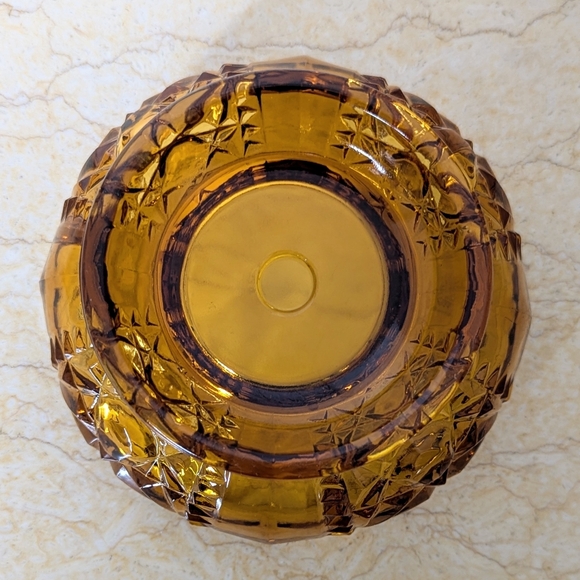 Vintage Indiana Glass Stars & Bars Amber Fairy Lamp Candle Holder - Picture 8 of 12